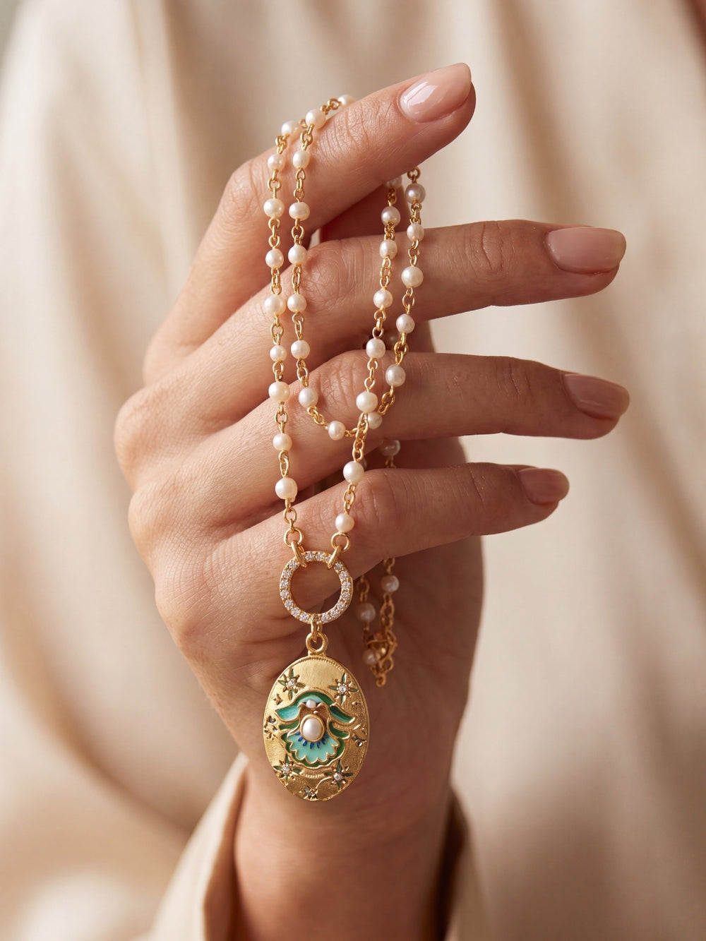 Dream necklace on model