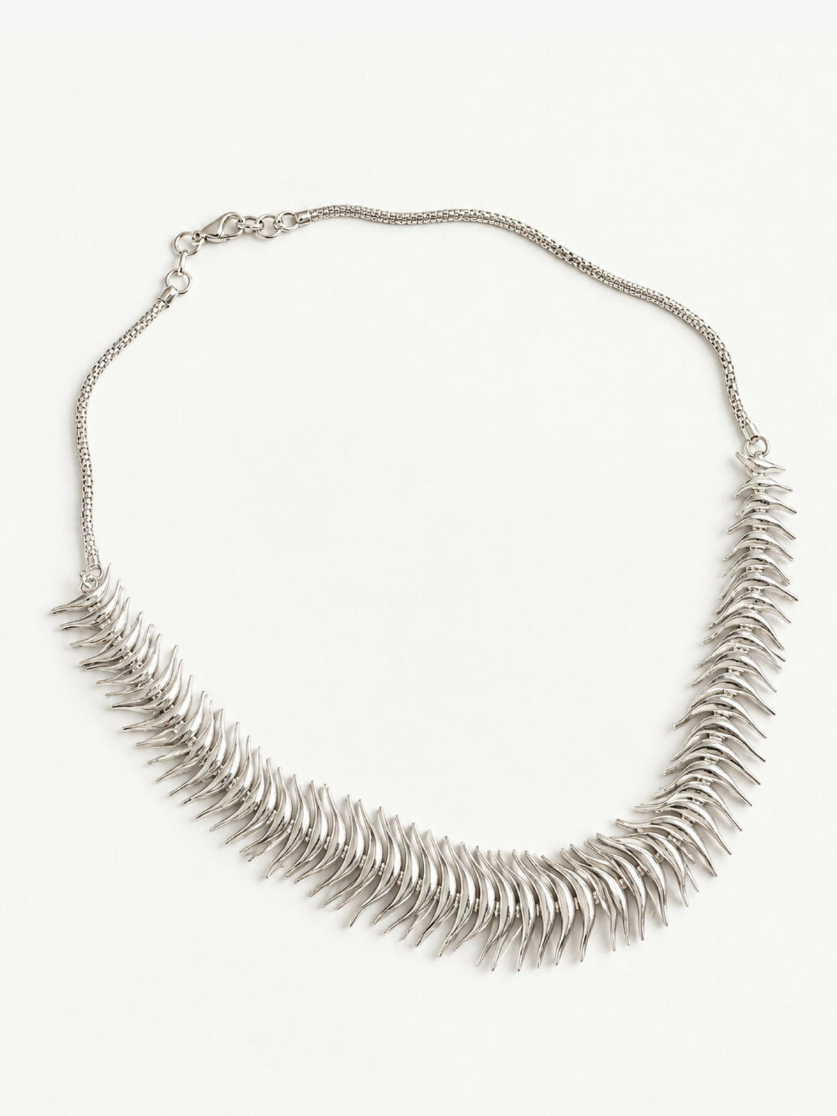 Fishbone Fringe Silver Necklace 92.5