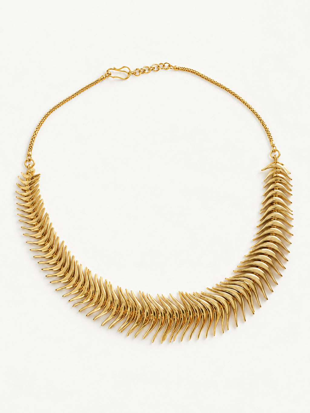 Fishbone Fringe Gold Necklace