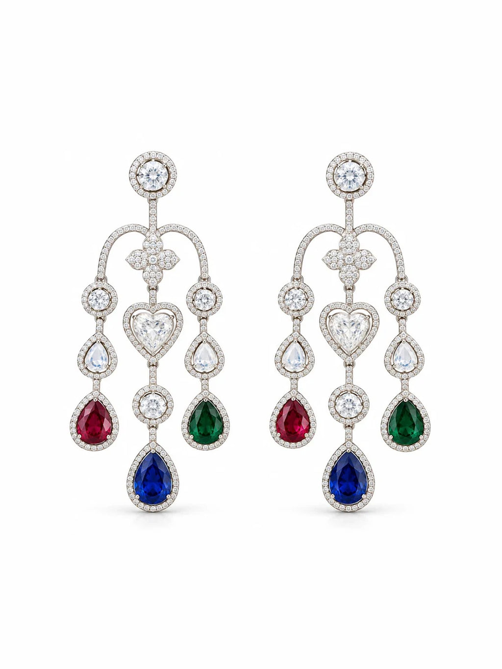 Shoulder Dangler Earrings – Victorian Elegance (Silver)