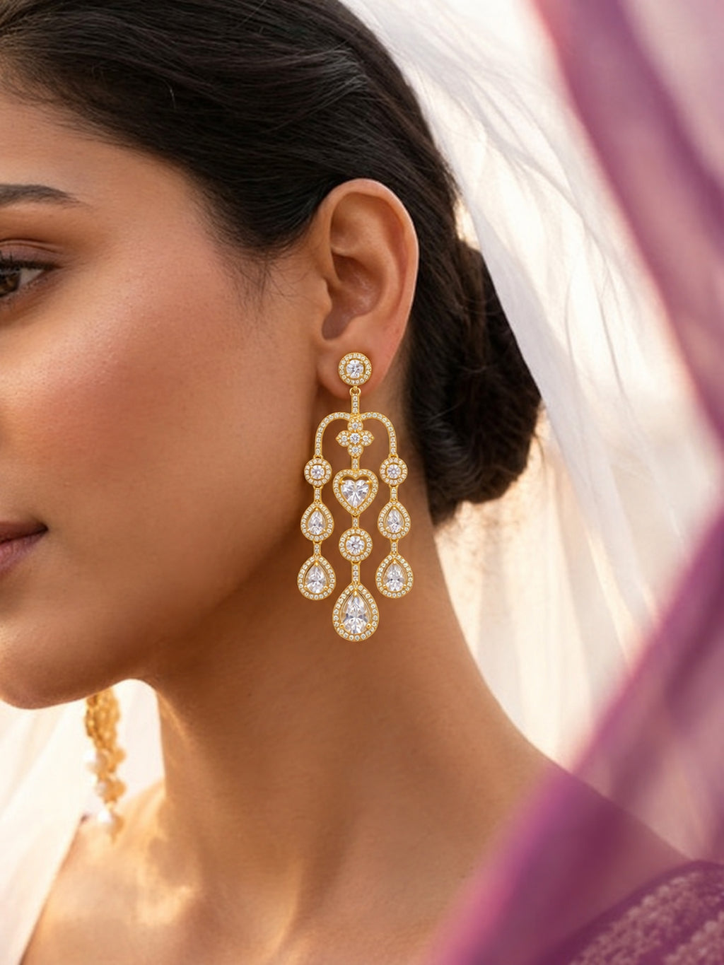 Shoulder Dangler Earrings – Victorian Elegance (Golden)