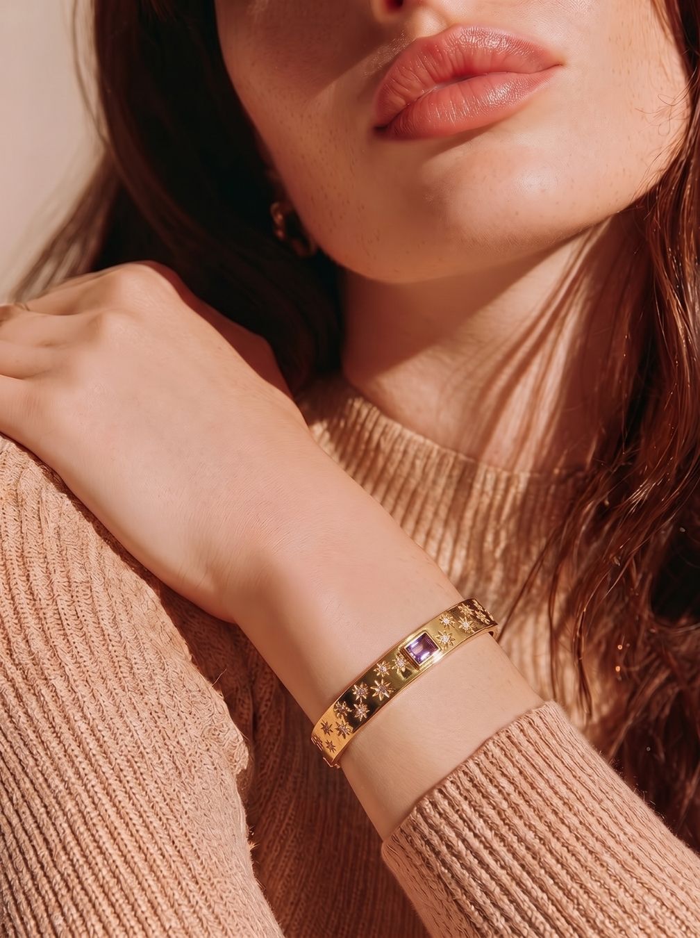 Purple  Starry Cuff Bracelet