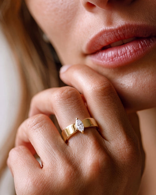 92.5 Silver Marquise Solitare ring