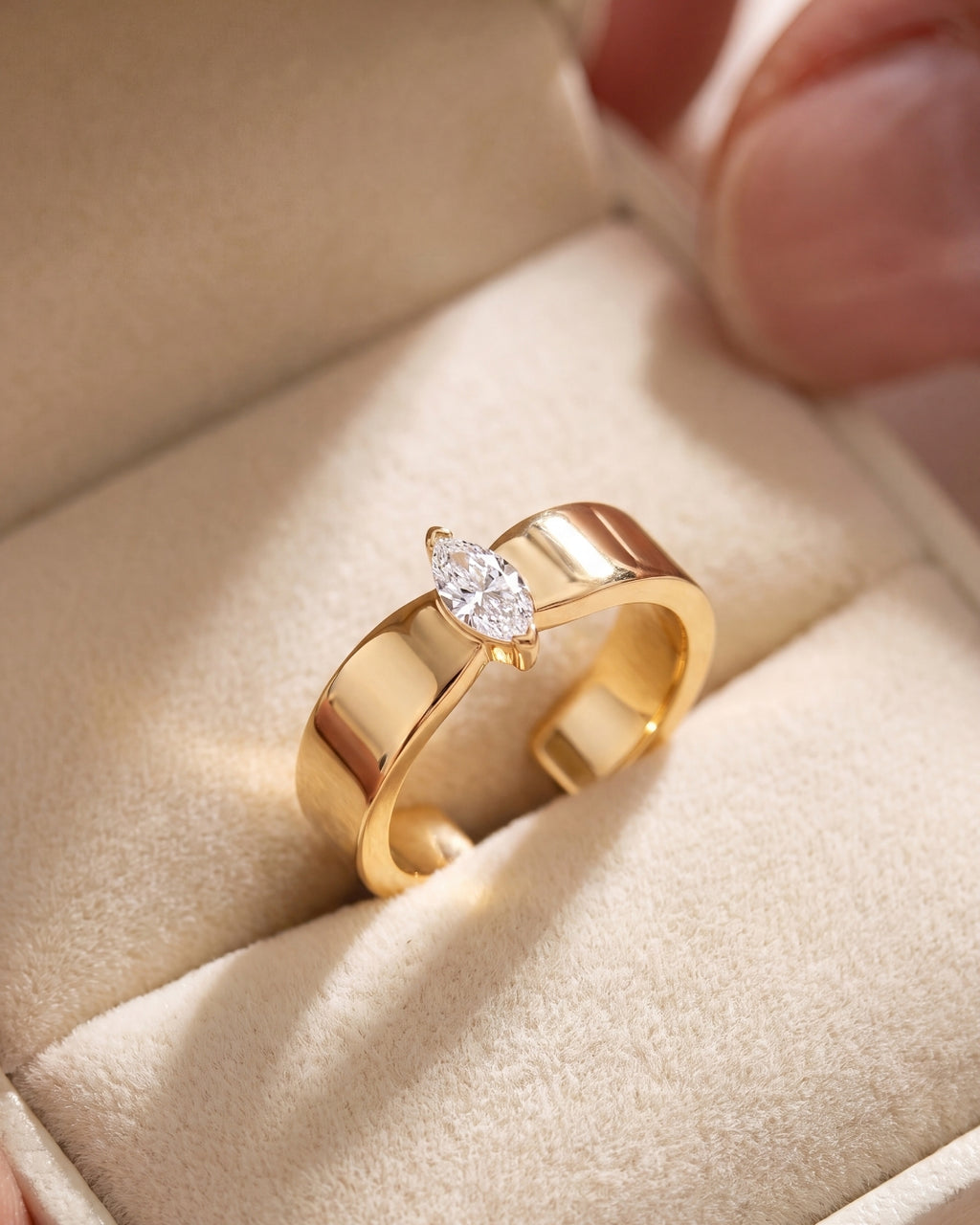 92.5 Silver Marquise Solitare ring