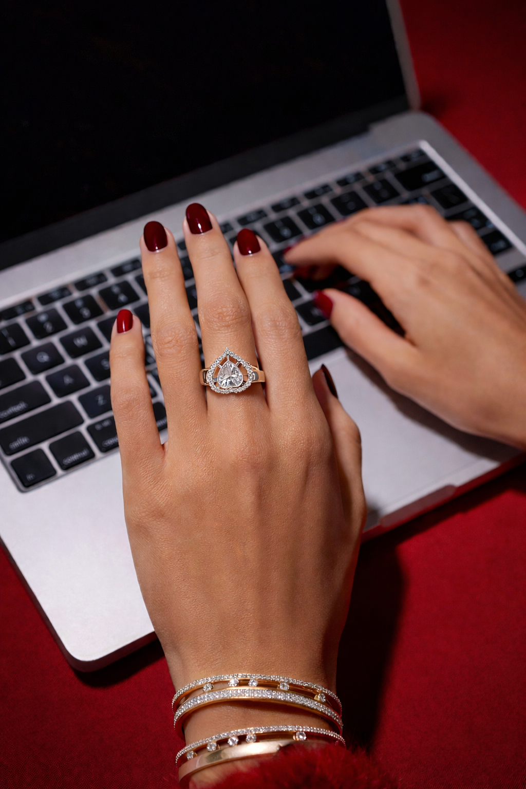 Royal heart polki ring