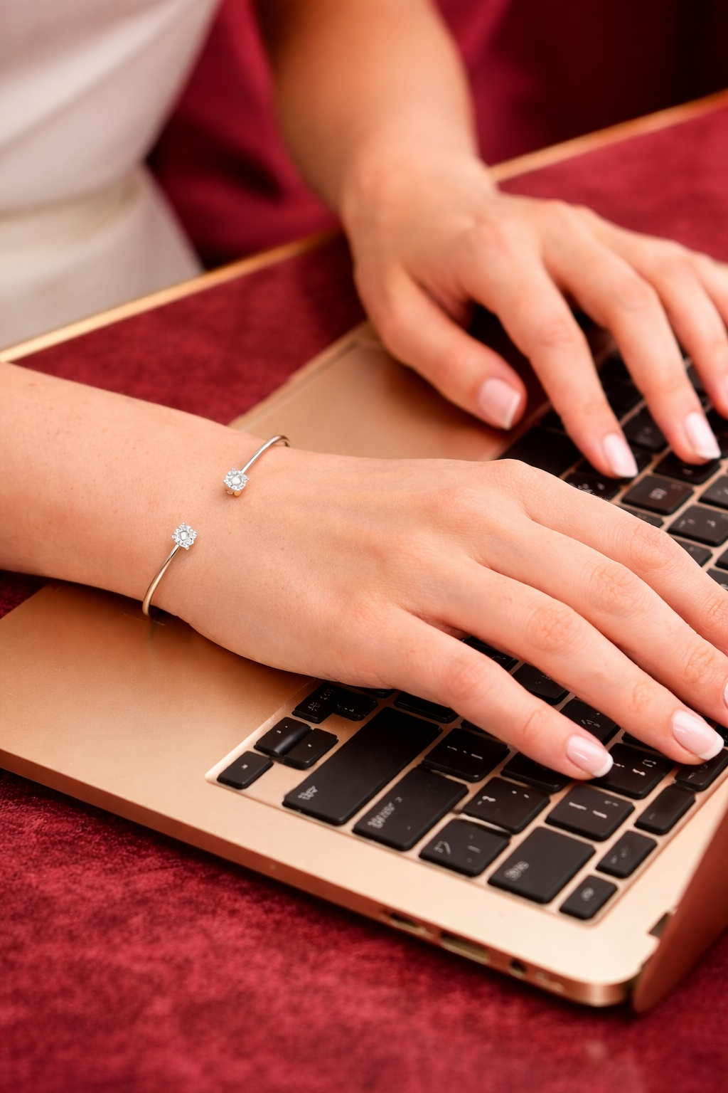 Diamond Cuff Bracelet-92.5 silver