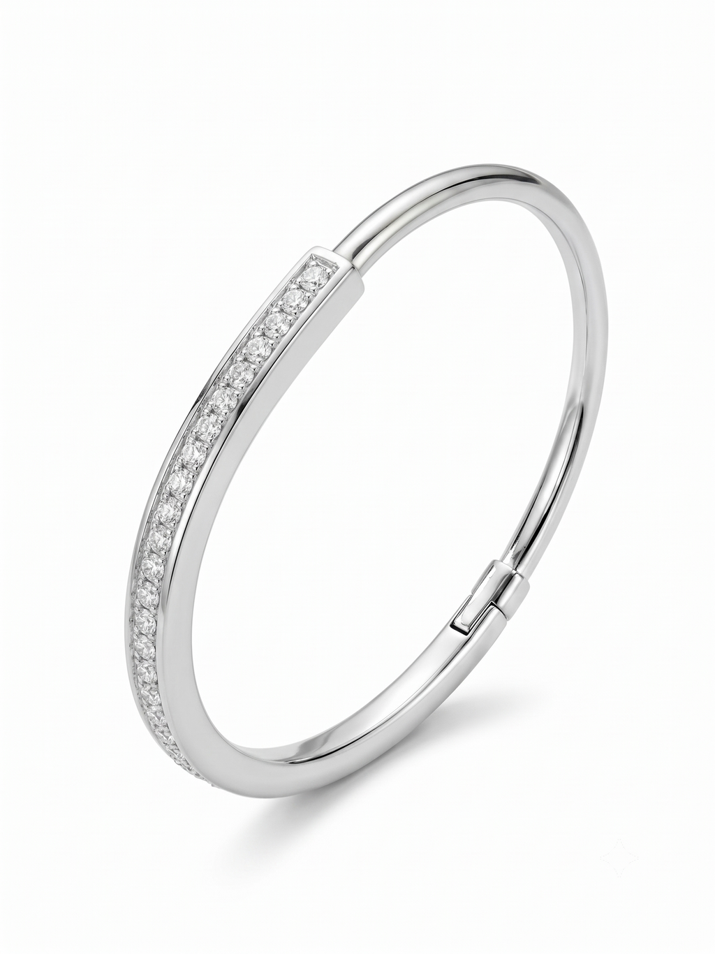 Solitaire Eternity Bar White-gold Bangle