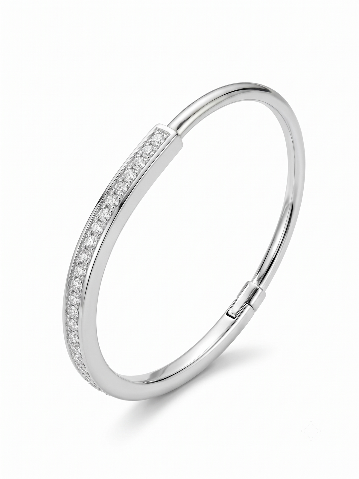 Solitaire Eternity Bar White-gold Bangle