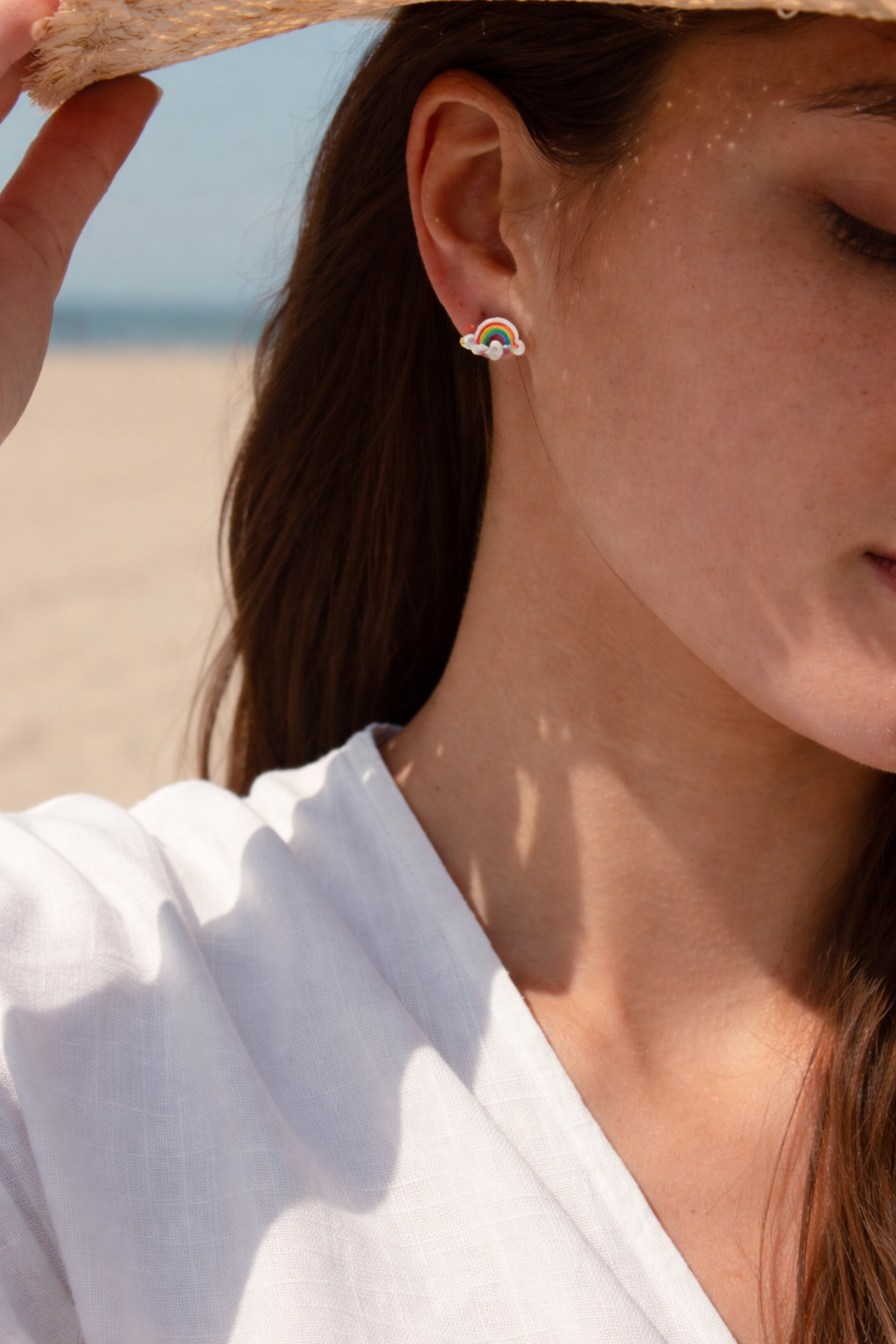 Rainbow Cloud Stud Earrings-92.5 silver