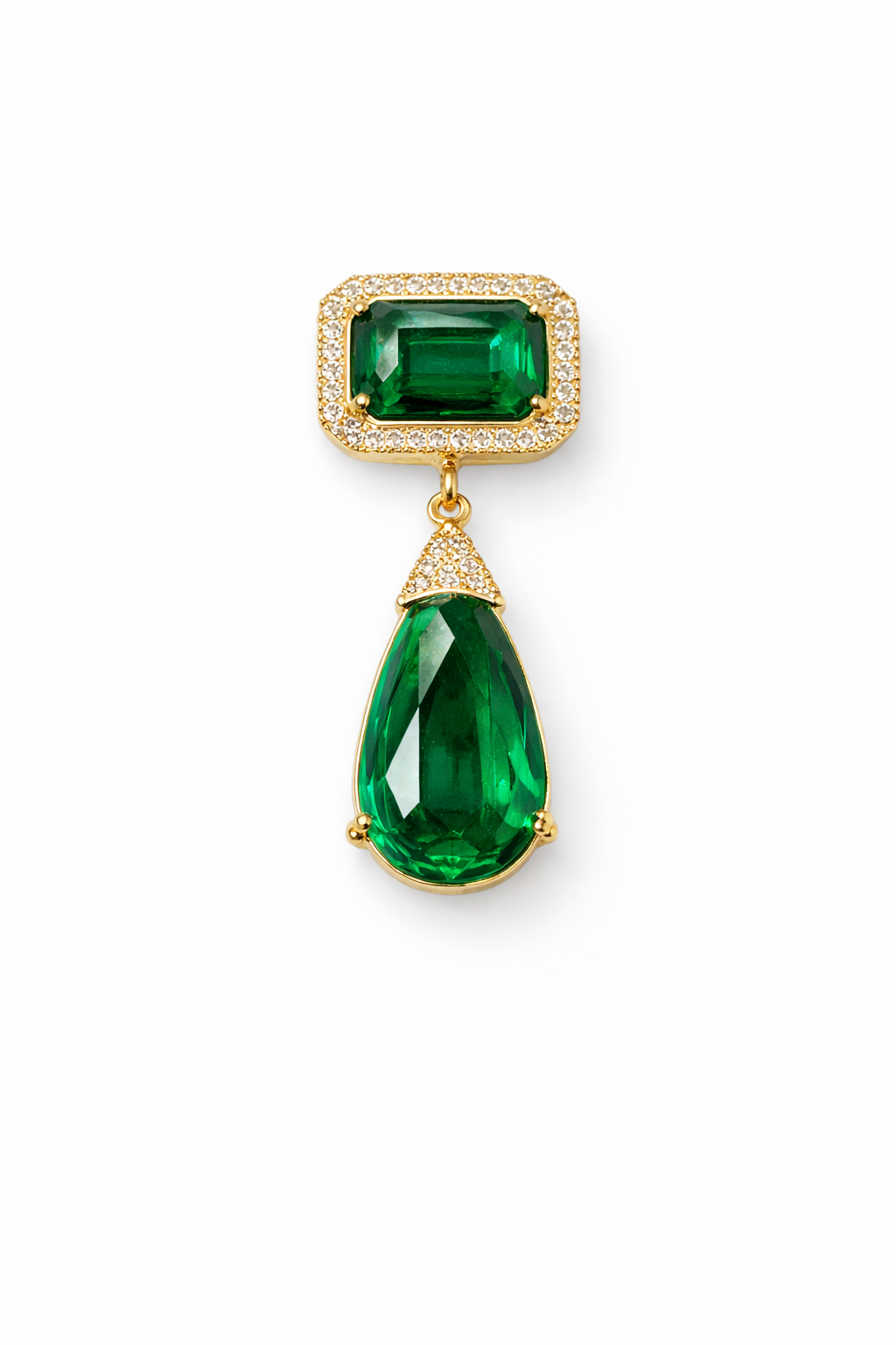 Emerald Glazier Drop Brooch