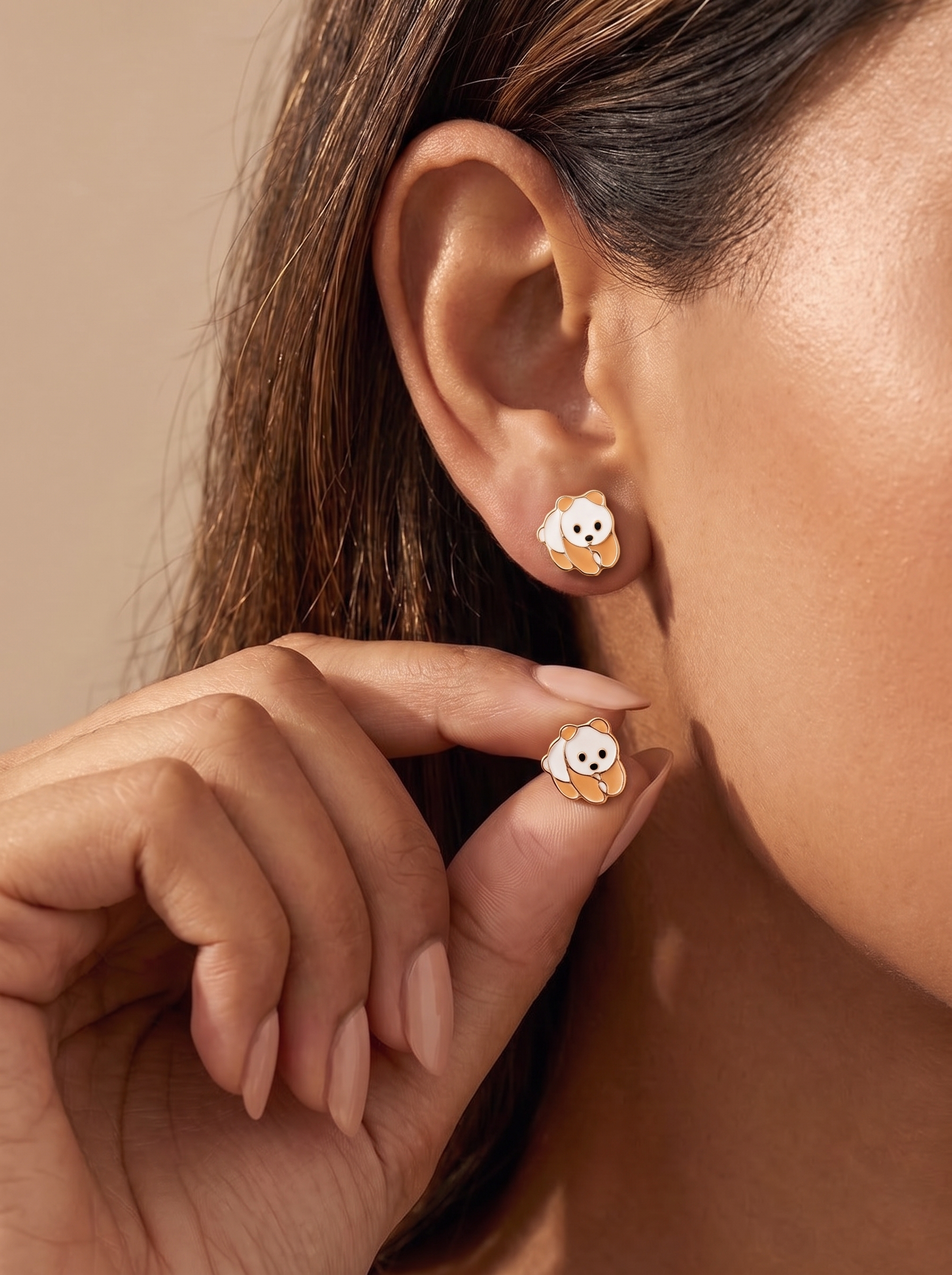 Panda  Stud Earrings-92.5 silver