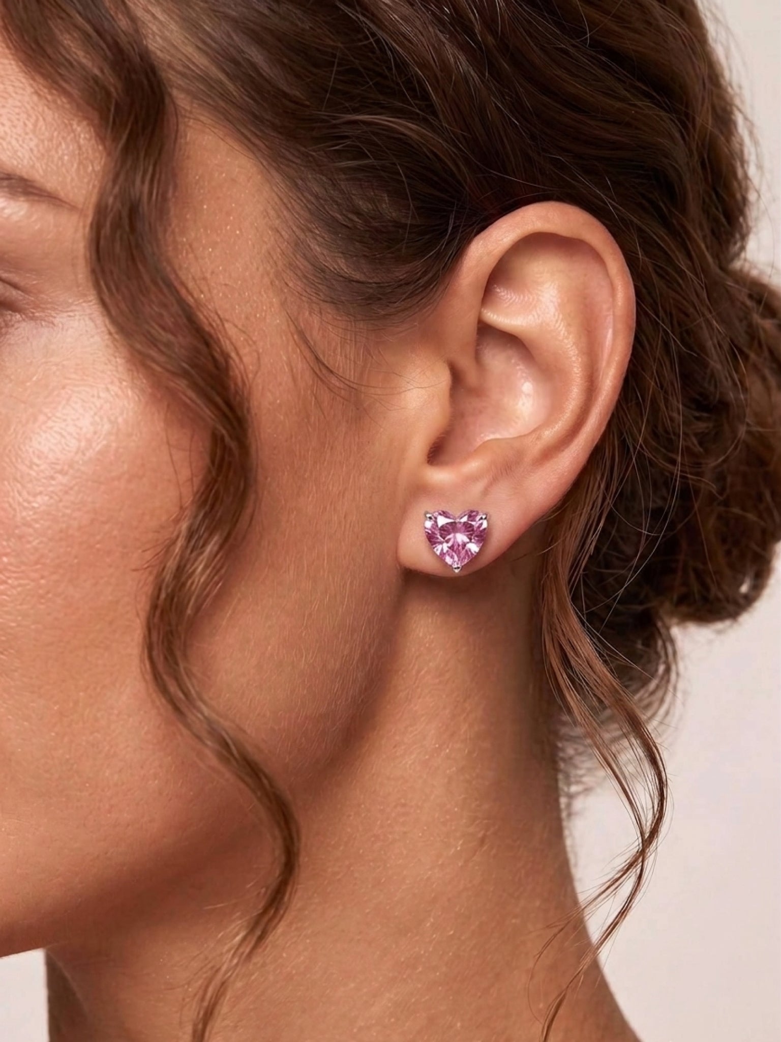 Pink Heart Studs