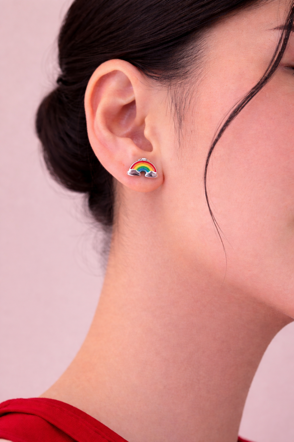 Rainbow Cloud Stud Earrings-92.5 silver