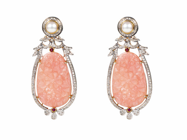 92.5 Silver Rose Quartz danglers